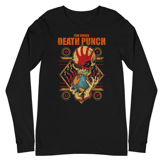 Five Finger Death Punch Hand Skull Logo Mens Long Sleeve T Shirt Black