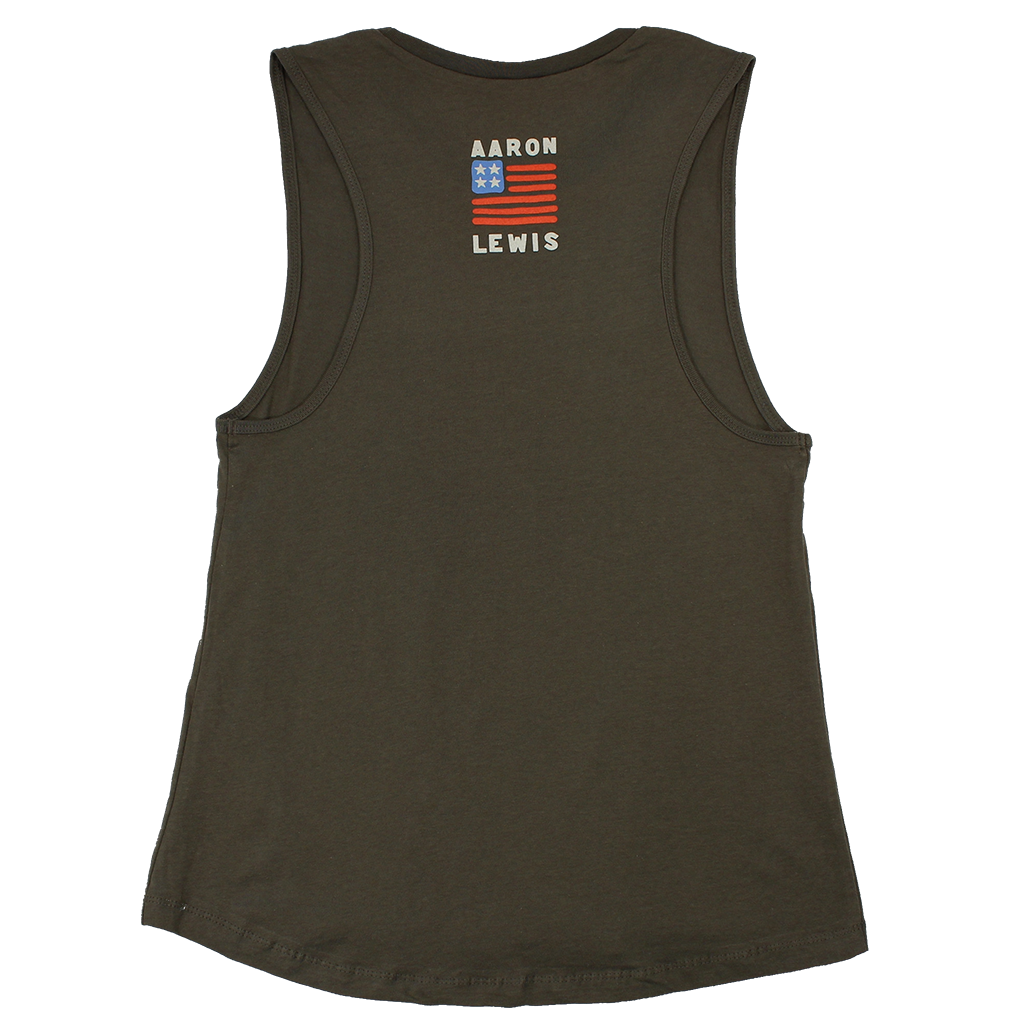 Aaron Lewis American As It Gets Womens Tank Top Military Green