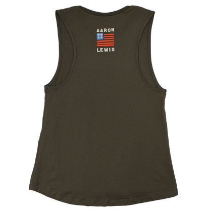 Aaron Lewis American As It Gets Womens Tank Top Military Green