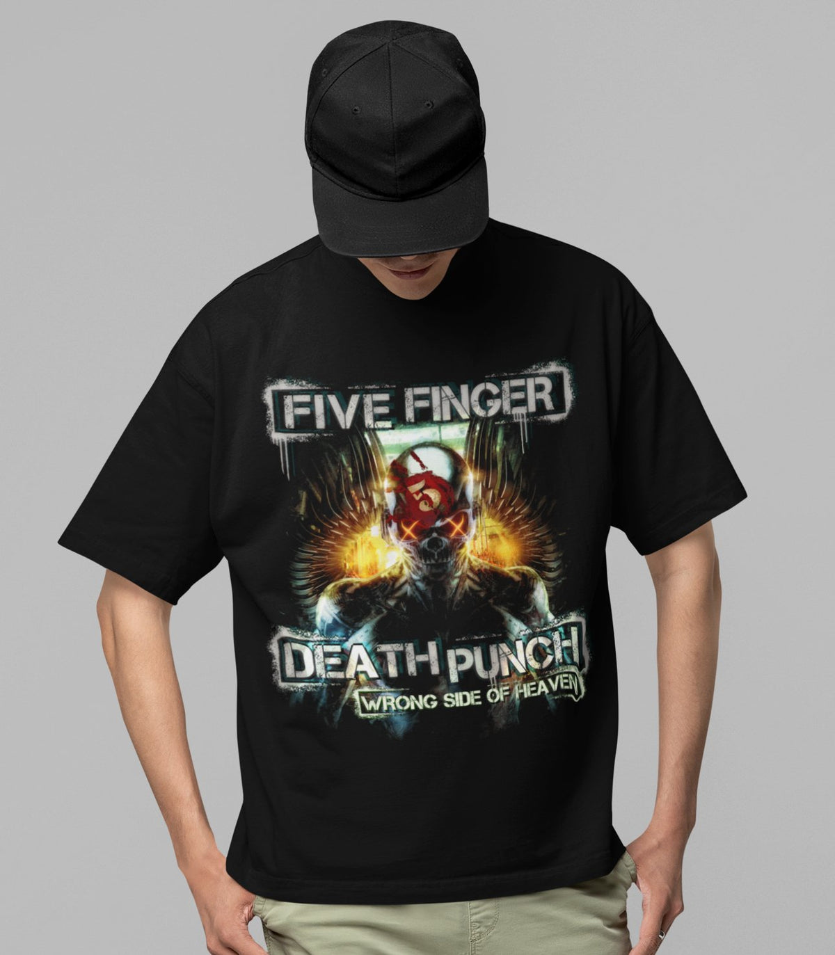 Five Finger Death Punch Bot Heaven Jumbo Print Officially Licensed Mens T Shirt Black