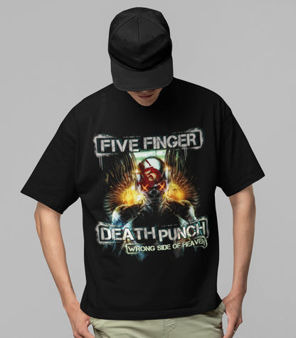 Five Finger Death Punch Bot Heaven Jumbo Print Officially Licensed Mens T Shirt Black