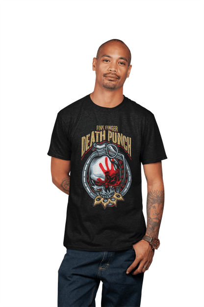 Five Finger Death Punch Brass Knuckle Officially Licensed Mens T Shirt Black