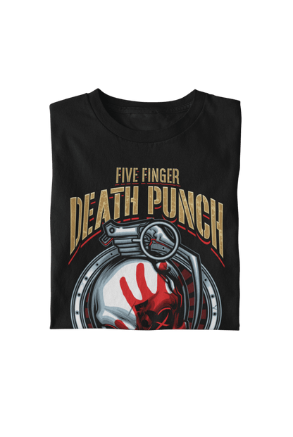 Five Finger Death Punch Brass Knuckle Officially Licensed Mens T Shirt Black