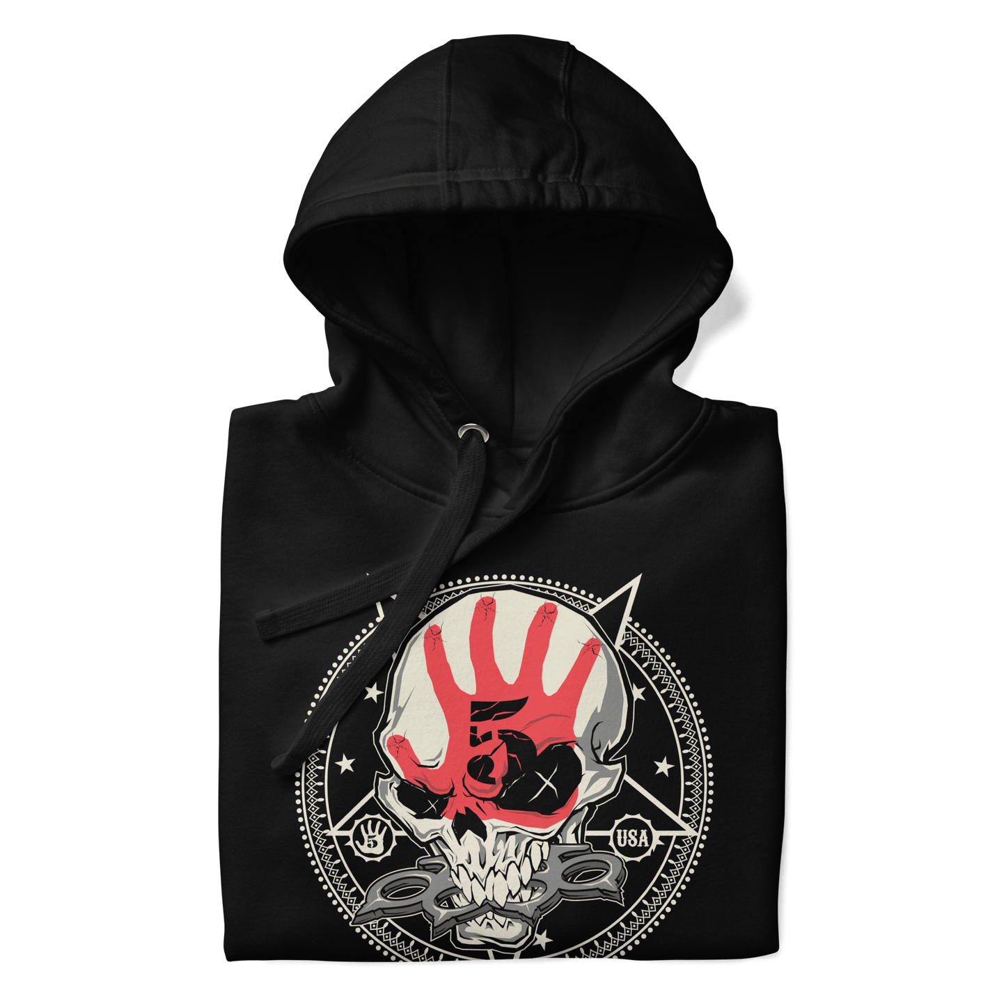 Five Finger Death Punch Circle Logo Mens Officially Licensed Hoodie Black