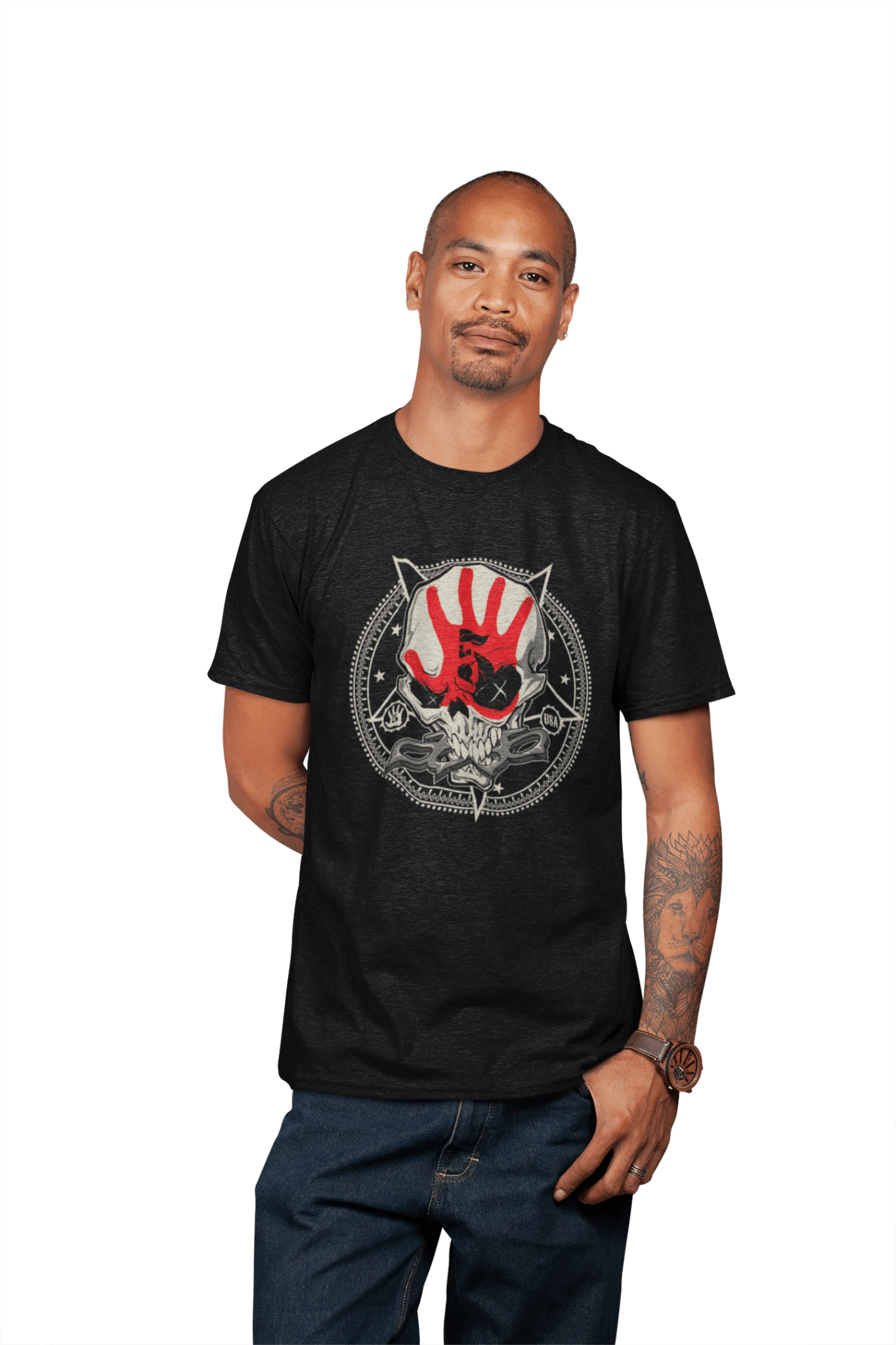 Five Finger Death Punch Circle Logo Officially Licensed Mens T Shirt Black