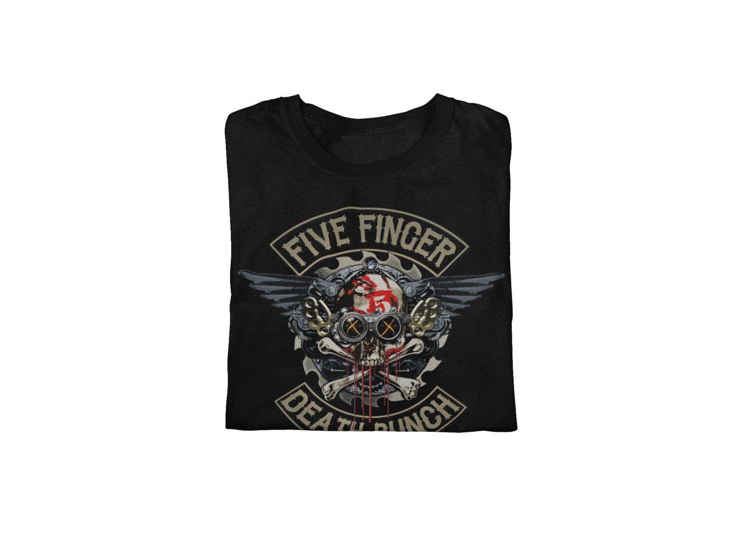 Five Finger Death Punch Crossbones Jumbo Print Officially Licensed Mens T Shirt Black