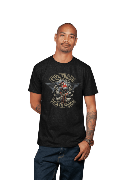 Five Finger Death Punch Crossbones Officially Licensed Mens T Shirt Black
