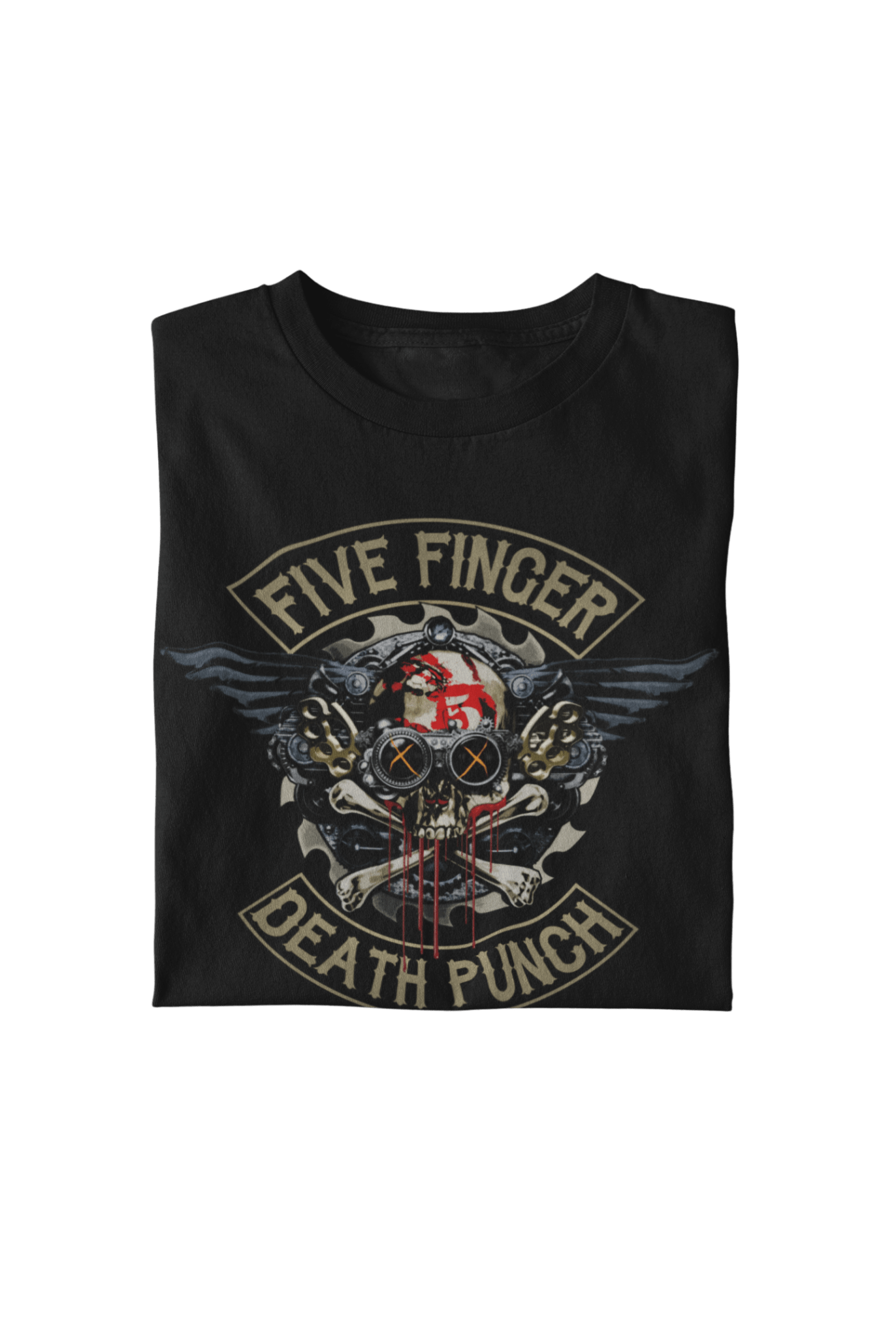 Five Finger Death Punch Crossbones Officially Licensed Mens T Shirt Black