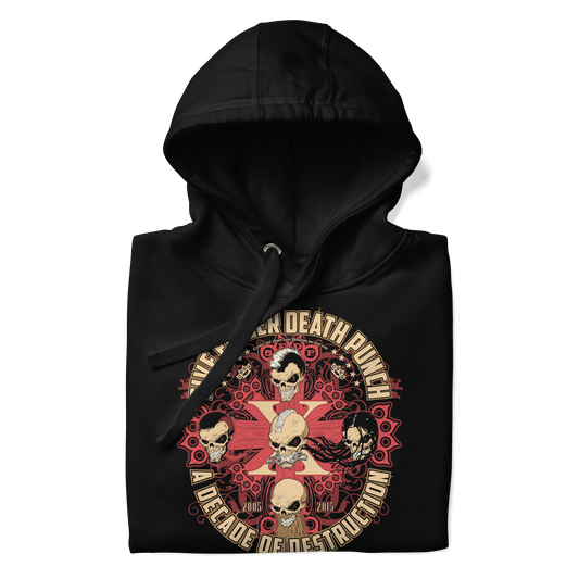 Five Finger Death Punch Decade of Destruction Mens Officially Licensed Hoodie Black