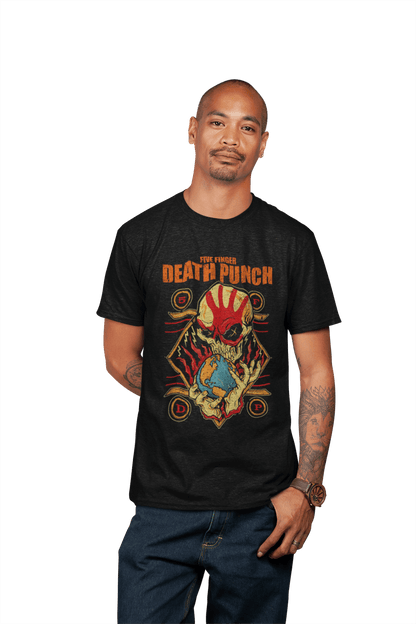 Five Finger Death Punch Hand Skull Logo Officially Licensed Mens T Shirt Black