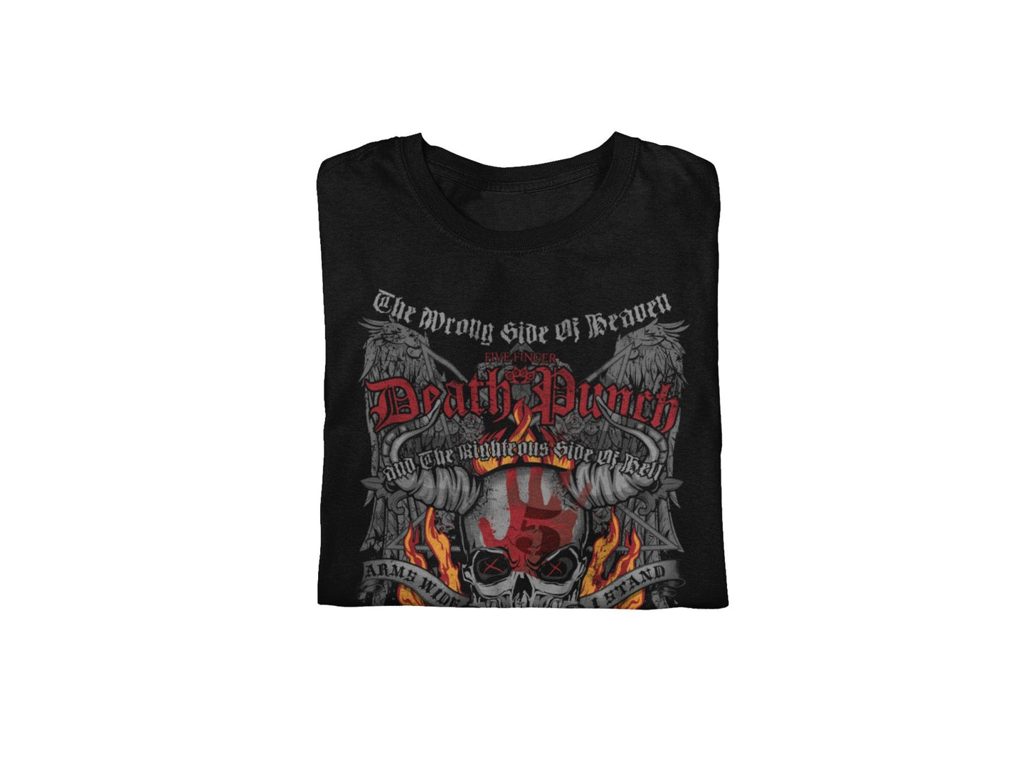 Five Finger Death Punch Wrong or Righteous Jumbo Print Officially Licensed Mens T Shirt Black