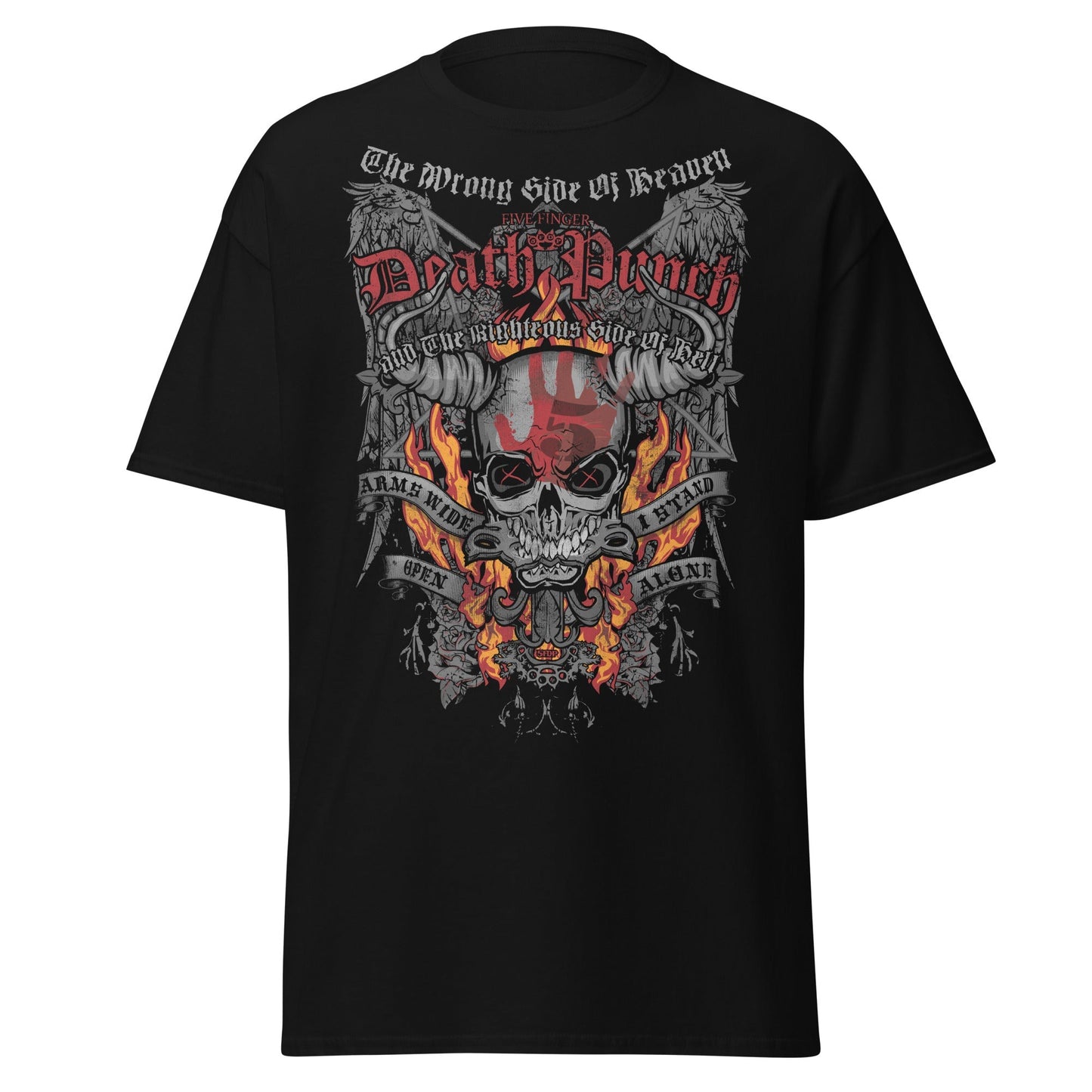 Five Finger Death Punch Wrong or Righteous Jumbo Print Officially Licensed Mens T Shirt Black