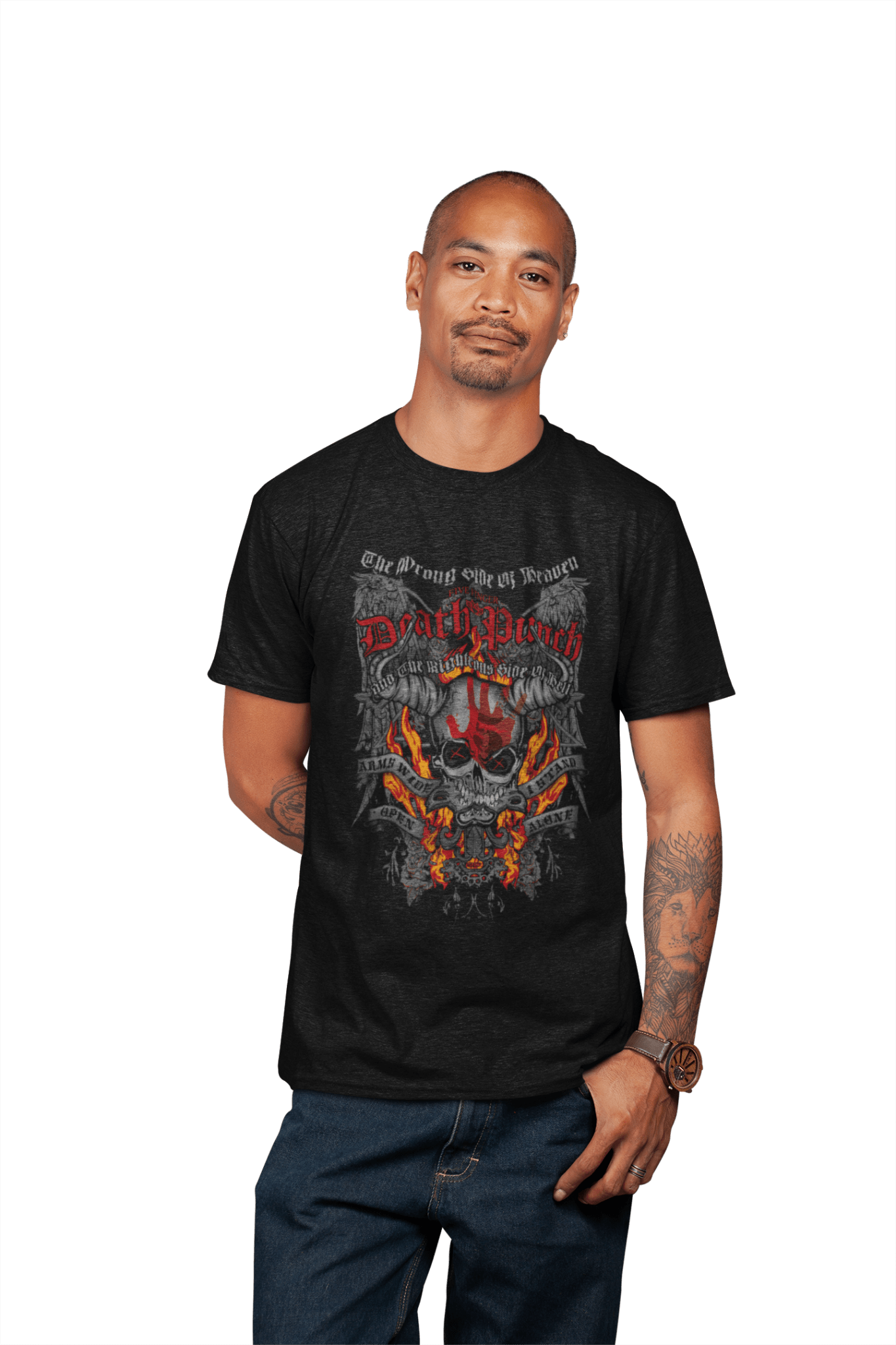 Five Finger Death Punch Wrong or Righteous Officially Licensed Mens T Shirt Black