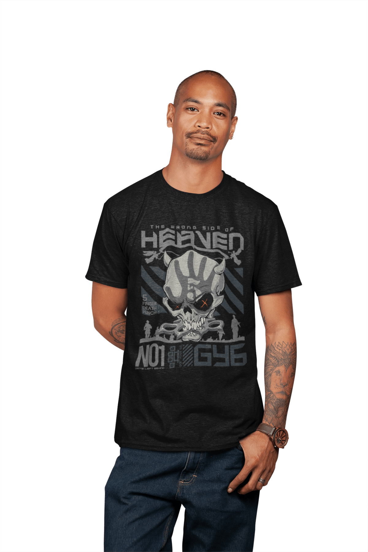 Five Finger Death Punch Wrong Side of Heaven Officially Licensed Mens T Shirt Black