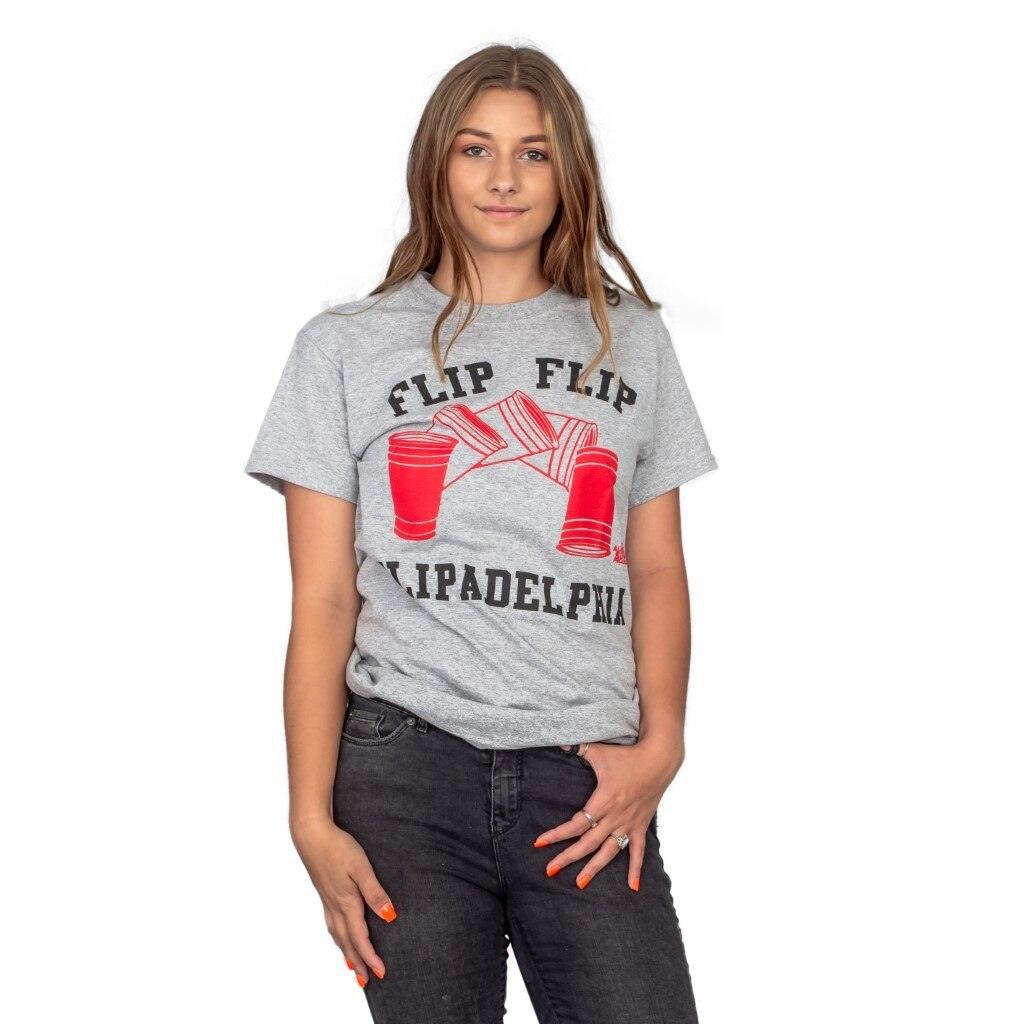 Flip Cup Flipadelphia Adult T Shirt Grey Officially Licensed