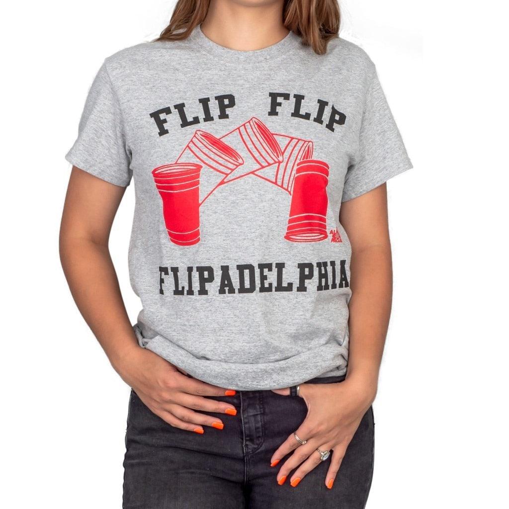 Flip Cup Flipadelphia Adult T Shirt Grey Officially Licensed