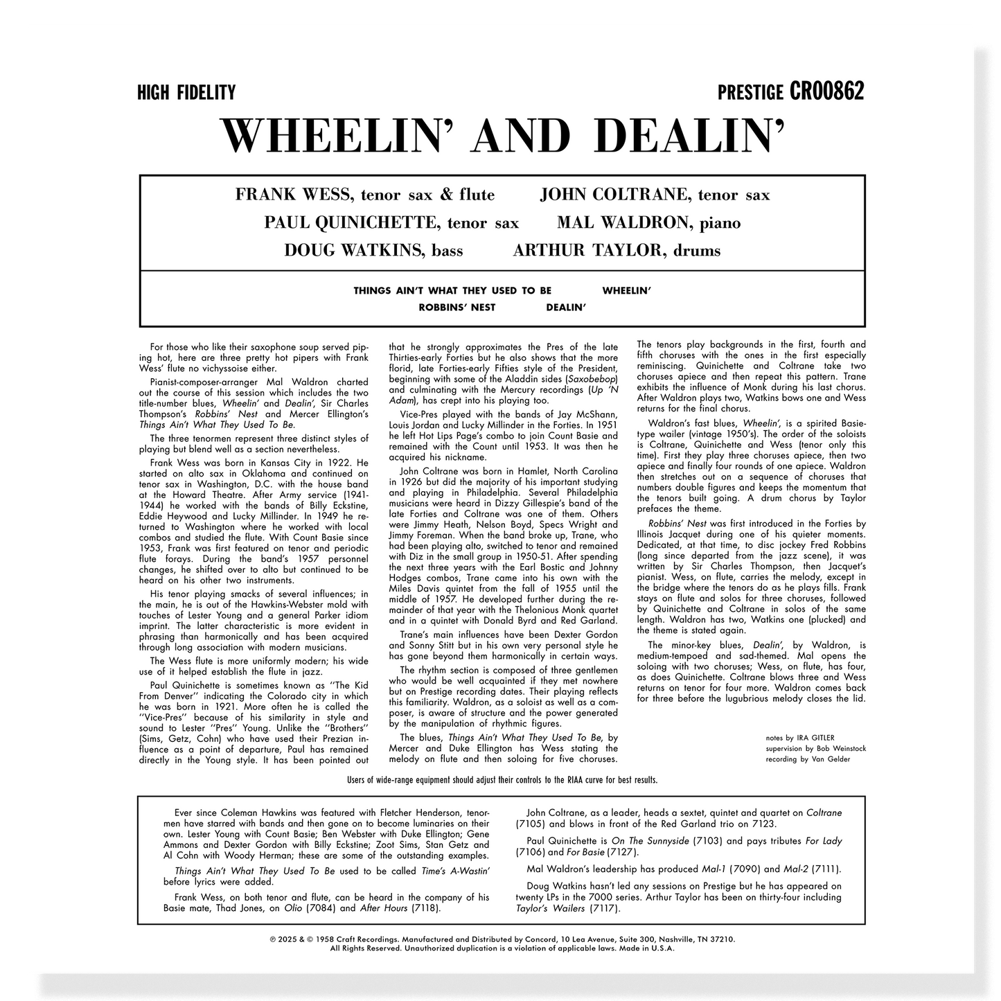 Wheelin' And Dealin' (Original Jazz Classics Series) (180g LP) Vinyl Record
