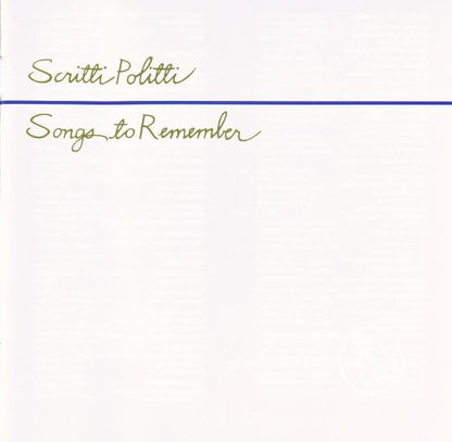 Scritti Politti – Songs To Remember Music CD