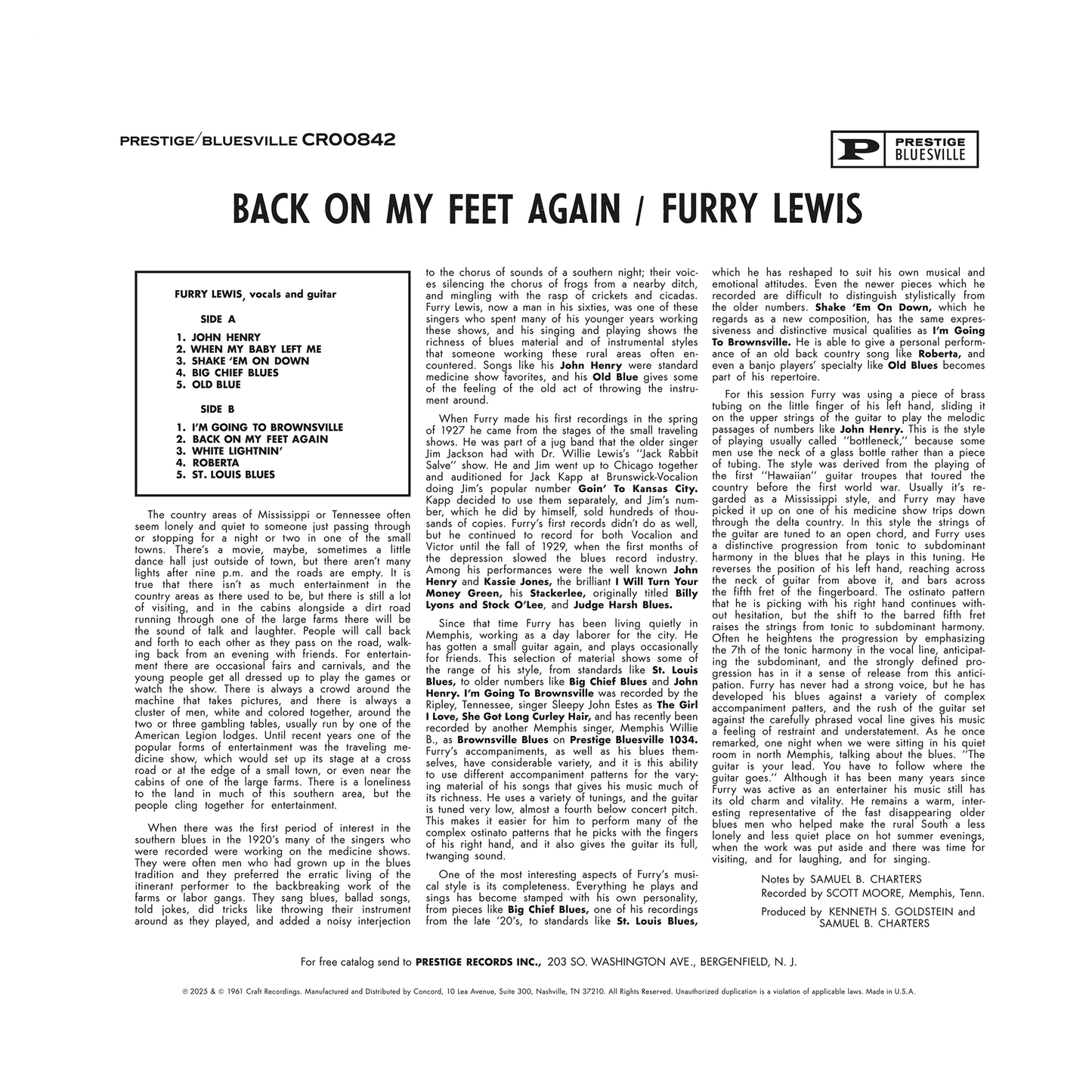 Back On My Feet Again (Bluesville Series) (180g LP) Vinyl Record