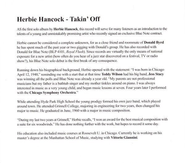Herbie Hancock – Takin' Off Music CD