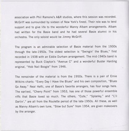 Jimmy McGriff – The Big Band: A Tribute to Basie Music CD