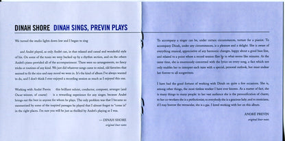 Dinah Shore – Dinah Sings Previn Plays Music CD