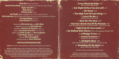 The Nick Moss Band – The High Cost Of Low Living Music CD