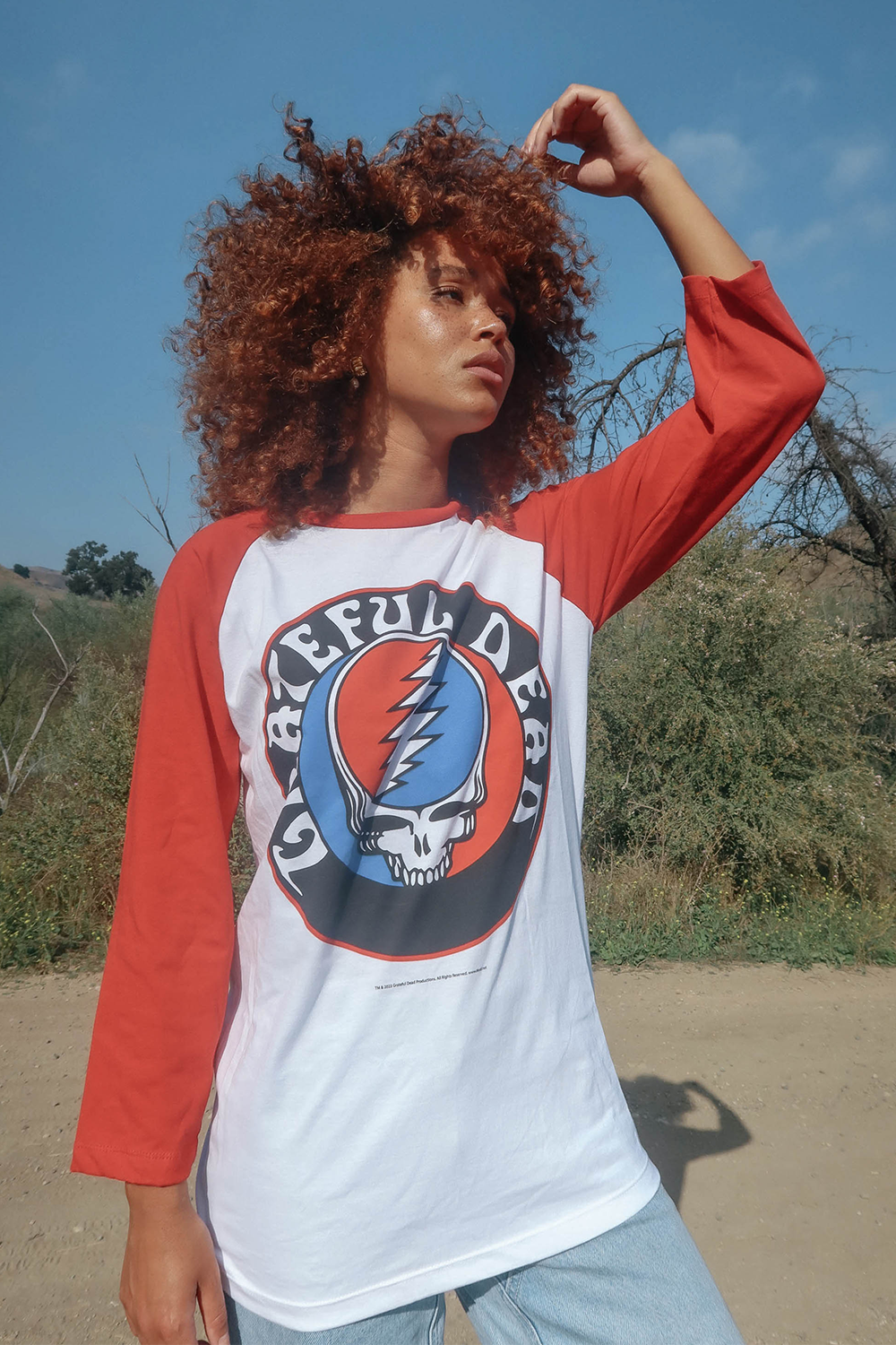 Grateful Dead Stealie Baseball Tee Shirt White