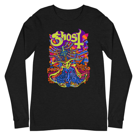 Ghost Stained Glass Mens Long Sleeve T Shirt Black