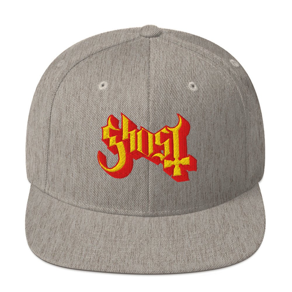 Ghost Logo Embroidered Snapback Hat Grey Officially Licensed