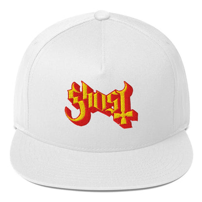 Ghost Logo Embroidered Snapback Hat White Officially Licensed