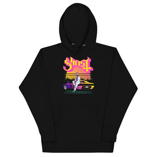 Ghost Sunset Car Mens Hoodie Black