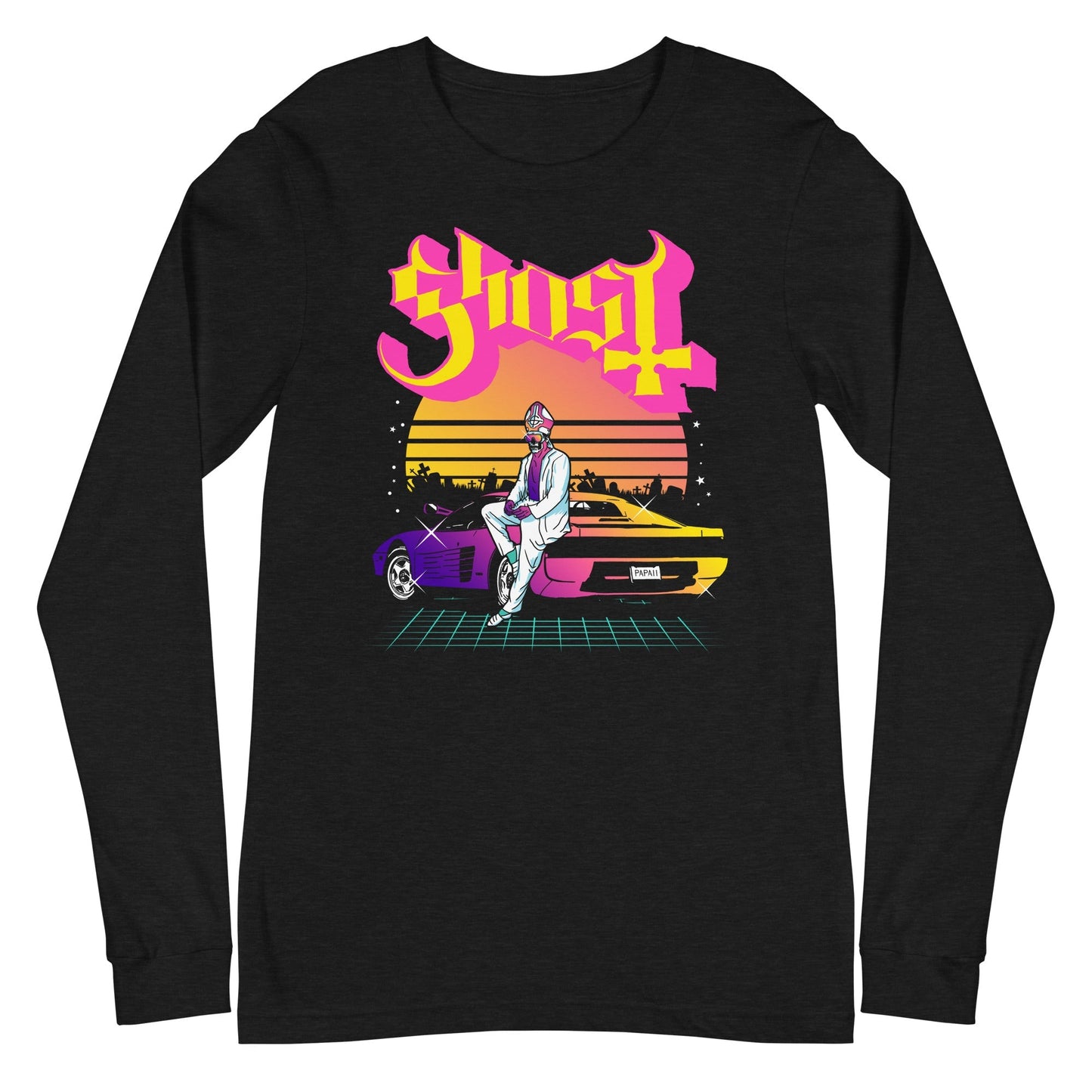 Ghost Sunset Car Mens Long Sleeve T Shirt Black