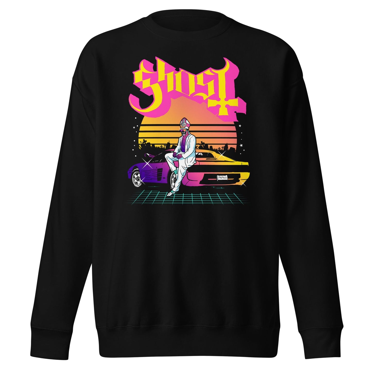 Ghost Sunset Car Mens Sweatshirt Black