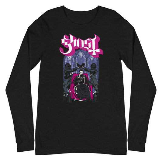 Ghost Pray for Us Mens Long Sleeve T Shirt Black