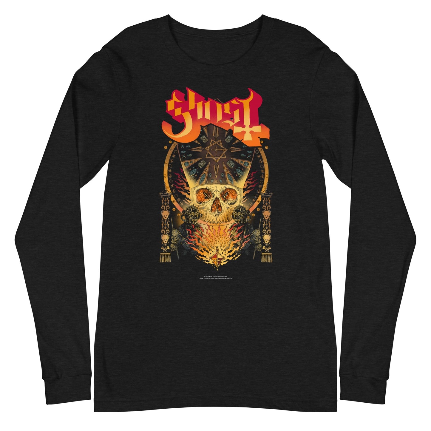 Ghost Flaming Logo Mens Long Sleeve T Shirt Black