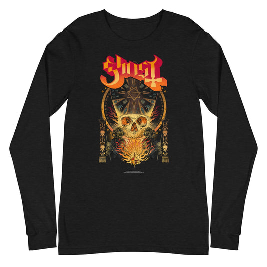 Ghost Flaming Logo Mens Long Sleeve T Shirt Black