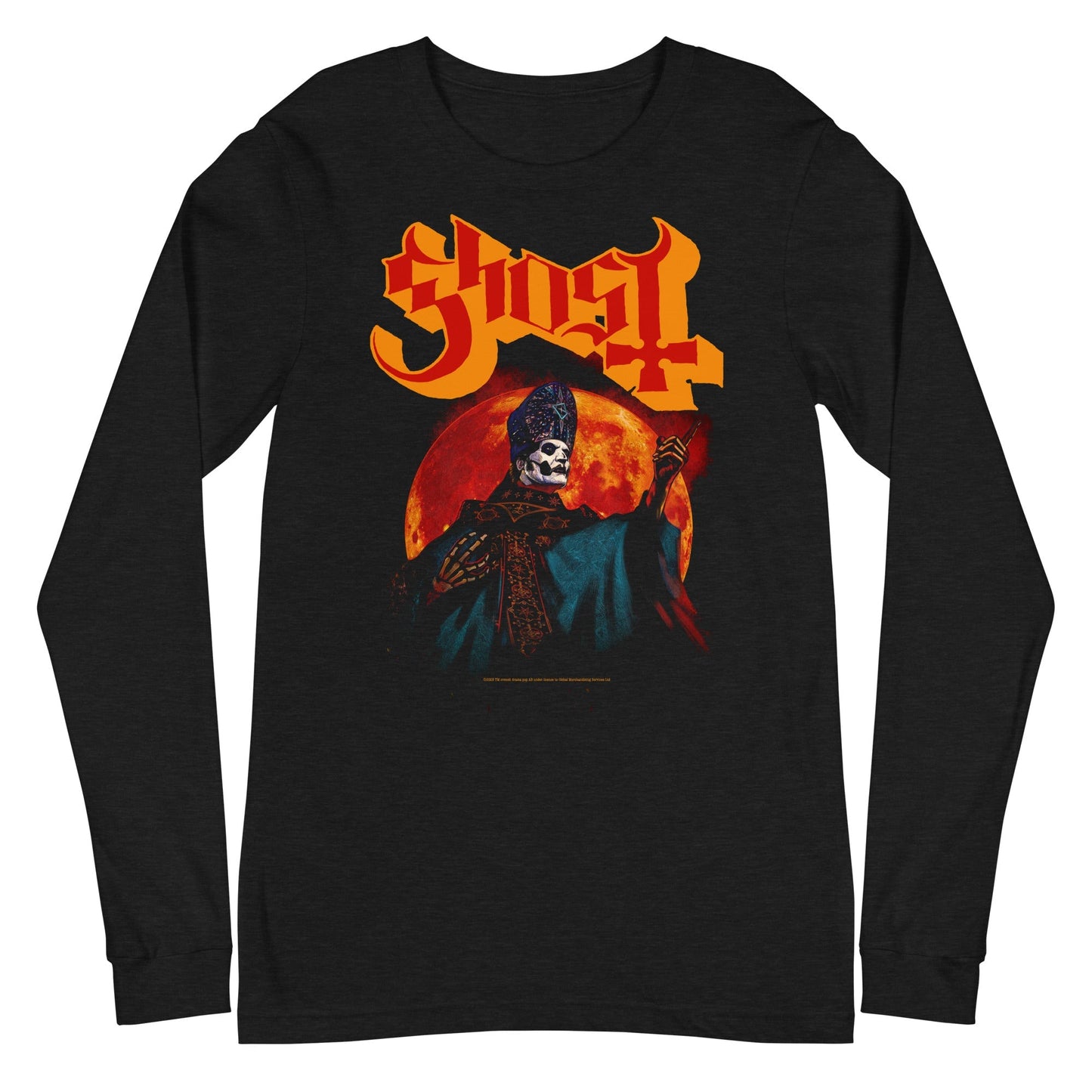 Ghost Red Moon Mens Long Sleeve T Shirt Black