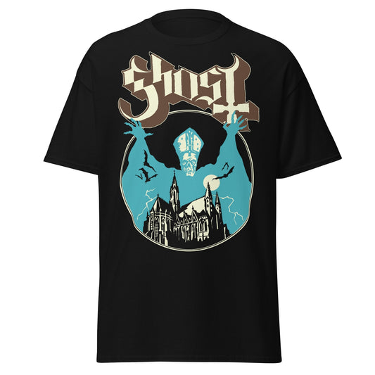 Ghost Castle Jumbo Print Mens T Shirt Black