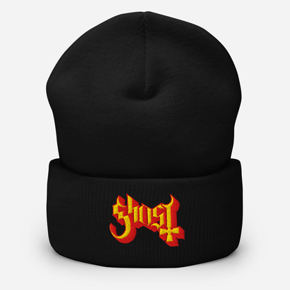 Ghost Embroidered Beanie Hat Black Officially Licensed