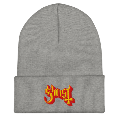 Ghost Embroidered Beanie Hat Grey Officially Licensed