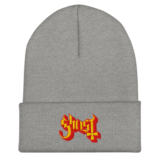 Ghost Embroidered Beanie Hat Grey Officially Licensed