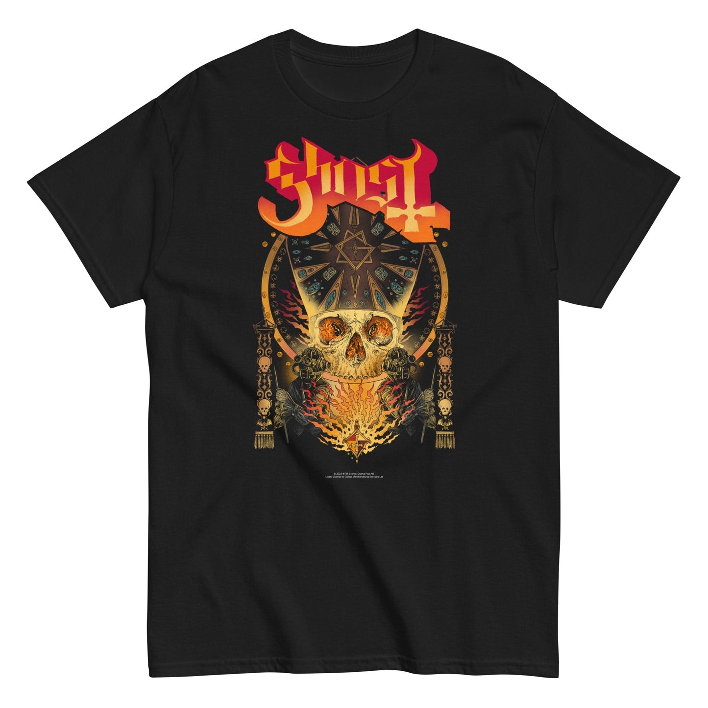 Ghost Flaming Logo Mens T Shirt Black