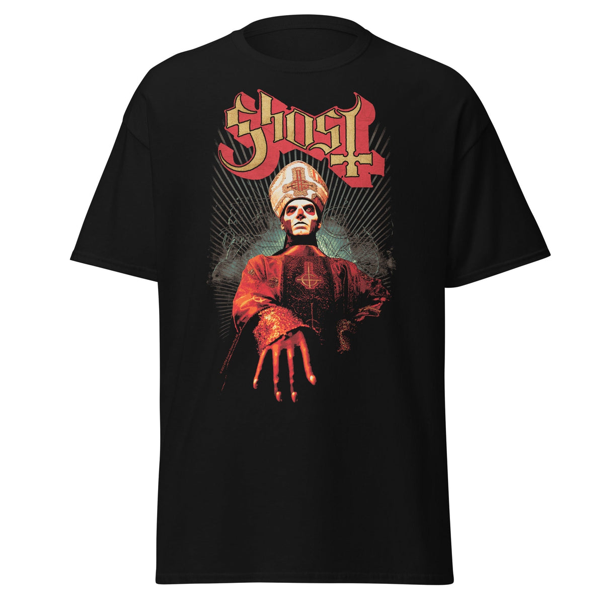 Ghost Kiss the Ring Jumbo Print Officially Licensed Mens T Shirt Black