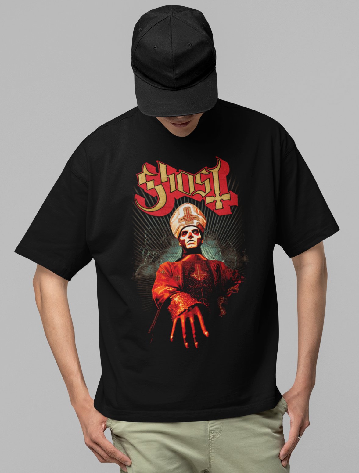 Ghost Kiss the Ring Jumbo Print Mens T Shirt Black