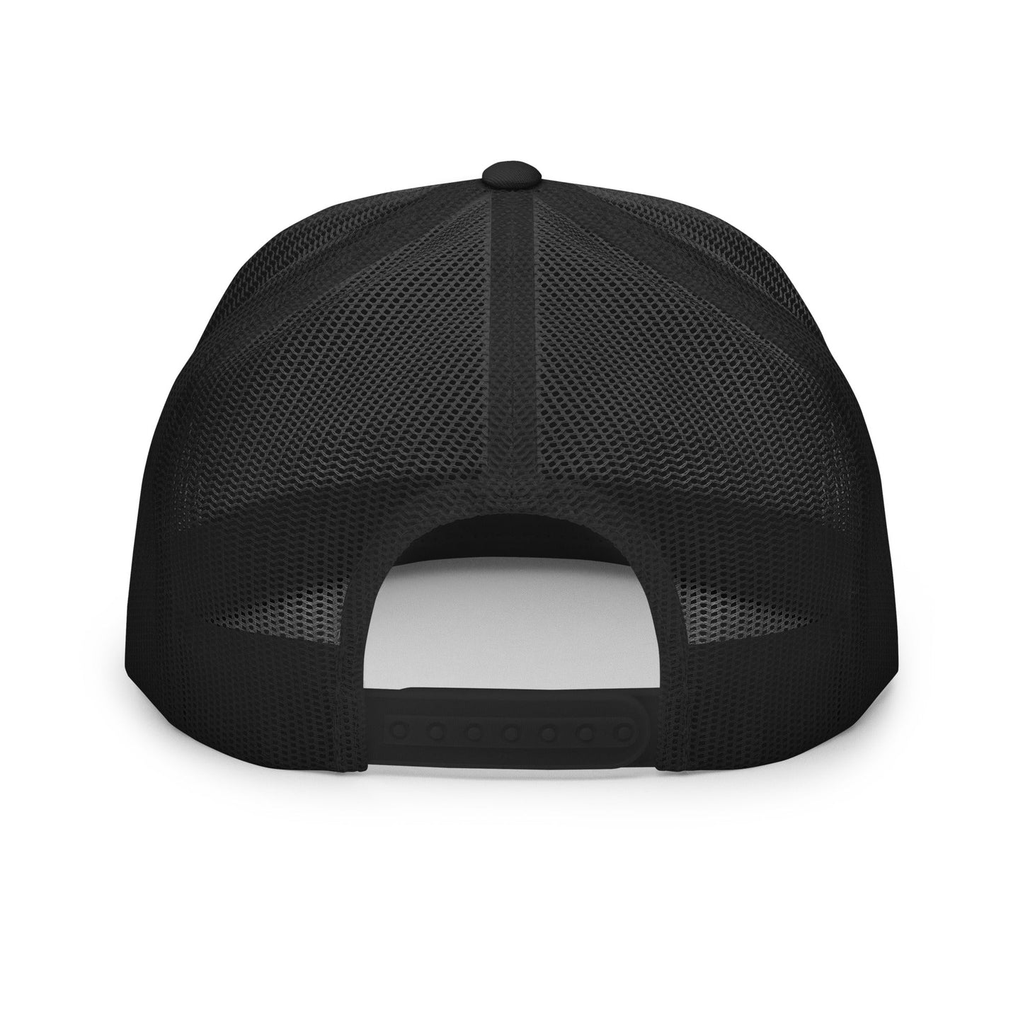 Ghost Logo Flat Brim Adjustable Trucker Hat Black