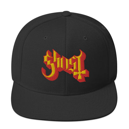 Ghost Logo Adjustable Snapback Hat Black