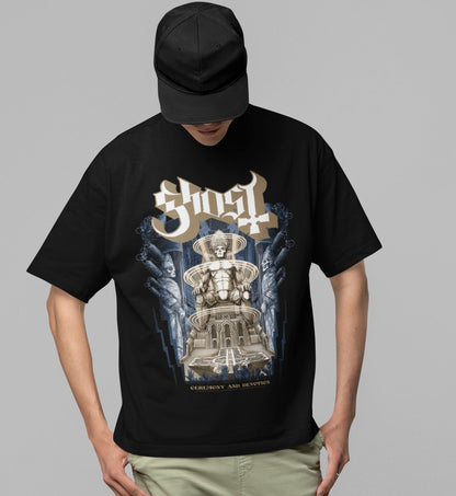 Ghost Monument Jumbo Print Mens T Shirt Black