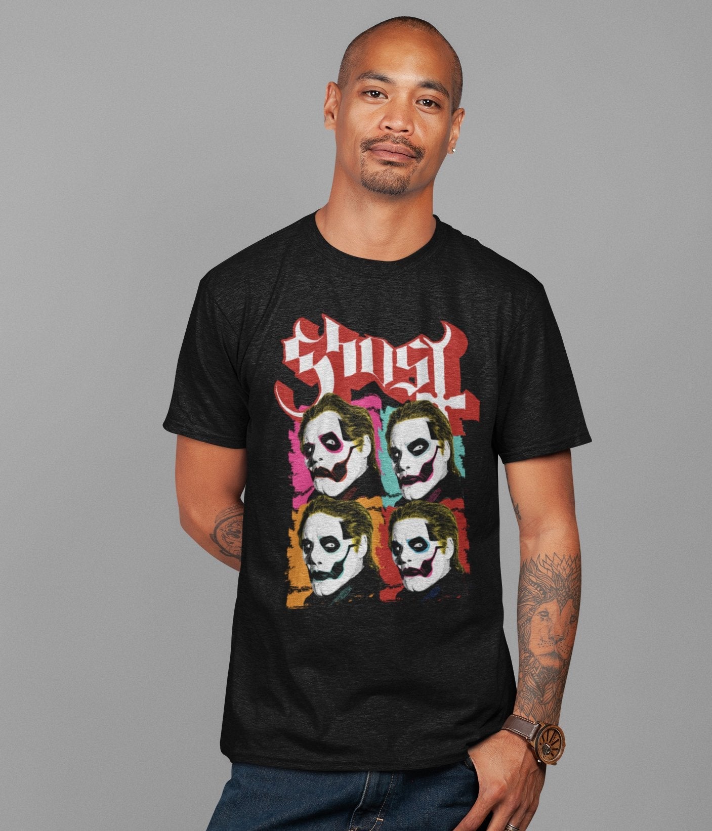 Ghost Quattro Jumbo Print Mens T Shirt Black