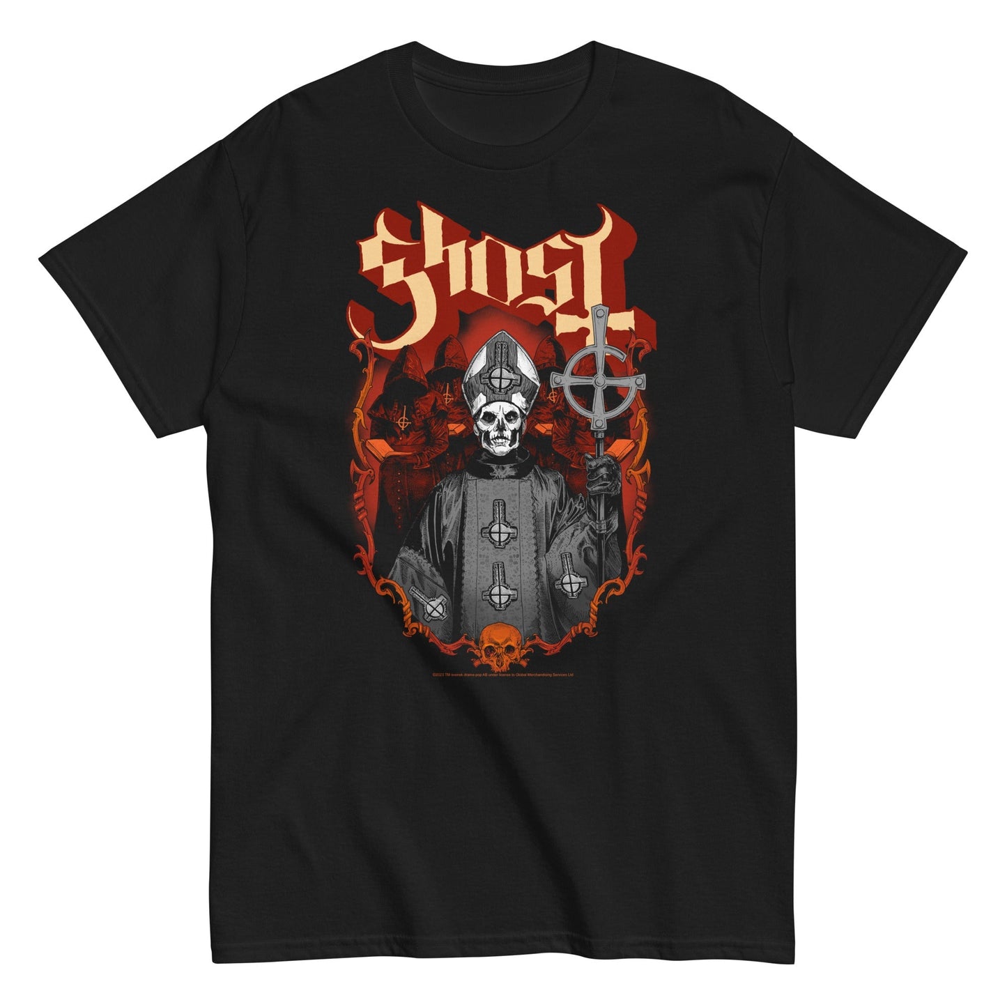 Ghost Skull and Robes Mens T Shirt Black